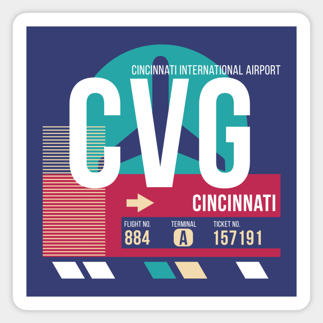 Cincinnati, Ohio (CVG) Airport Code Baggage Tag E Sticker by SLAG_Creative